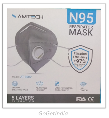 Amtech N95 Respirator Mask 5 Layer Filteration FDA CE