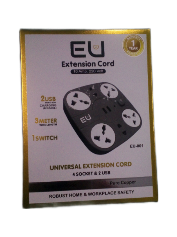 Universal Extension Chord – 10 amp 220 volt