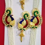 Pearl Lahari Long Mayur Necklace gold plated with earrings