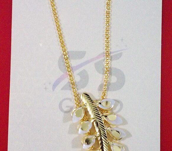 Shell Leaves Long Necklace set gold plated with earrings