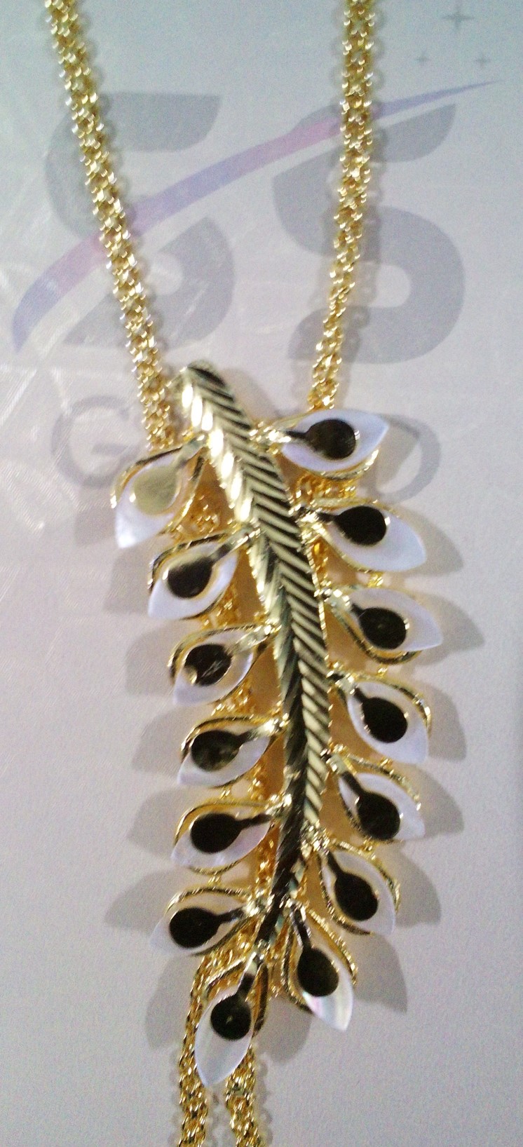 Shell Leaves Long Necklace set gold plated with earrings