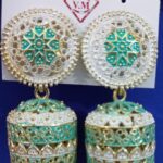 Colored Oxidized Jhumka - Green & White