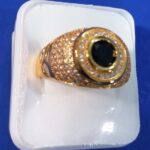 Finger ring gold plated with AD black stone for gents