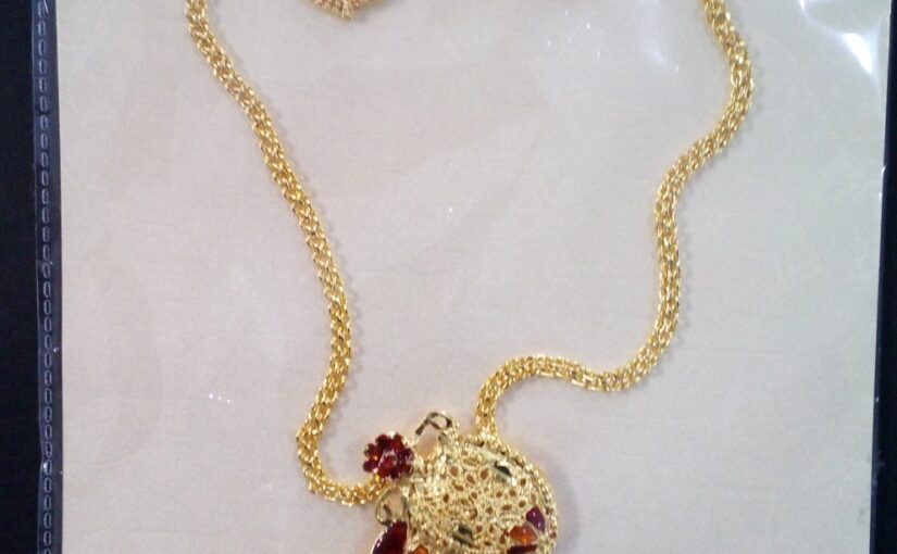 Mangal Ghat Long Necklace Gold Plated with Earrings