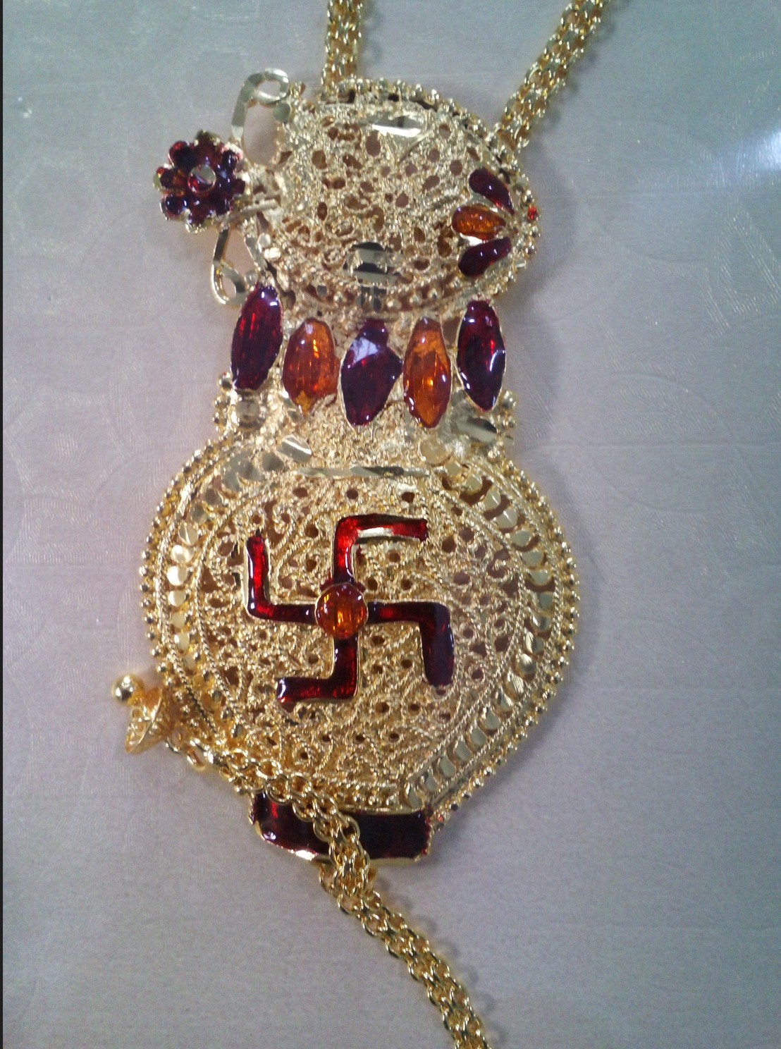 Mangal Ghat Long Necklace Gold Plated with Earrings