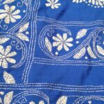 Blended Kantha Saree (Blue and White)