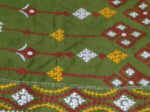 Blended Art Silk with Gujrati Kantha Stitch Saree (Green)