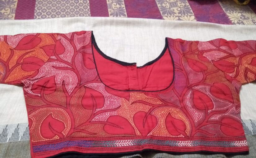 All over Kantha Stitch Blouse (Red)