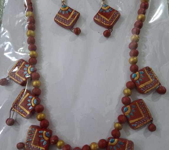 Terracotta clay Necklace set with earrings