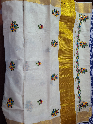 Kerala cotton with Bulyan stitch Saree