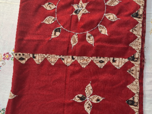 Ajrak Applique Shawl (Red,Rani, Sky Blue)