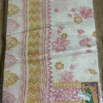 Pink & White printed cotton saree