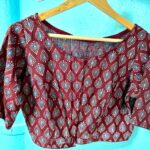 Ajrak print Blouse boat neck