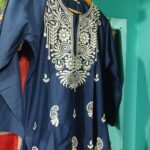 ChikonKari Kurti pure cotton Blue