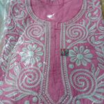 ChikonKari Kurti pure cotton Pink