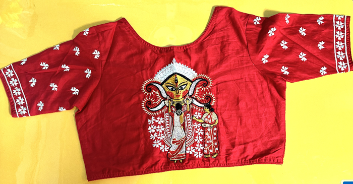 Blouse with Suili Phool Durga Design