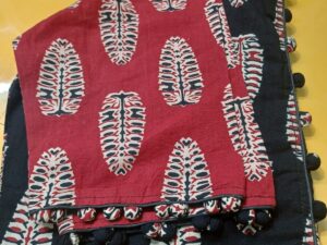 Ajrak Printed Blouse red and Black colour