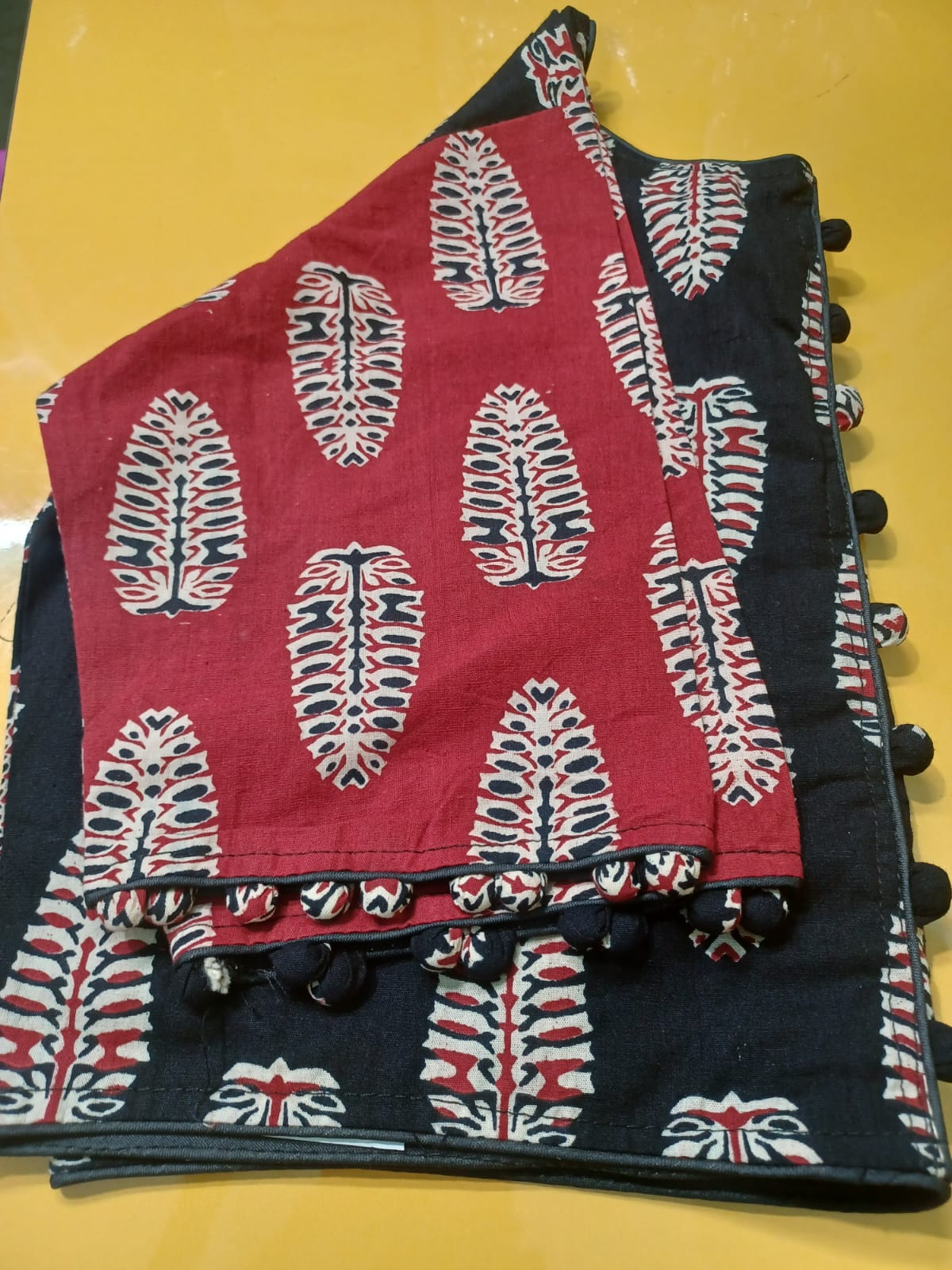 Ajrak Printed Blouse red and Black colour