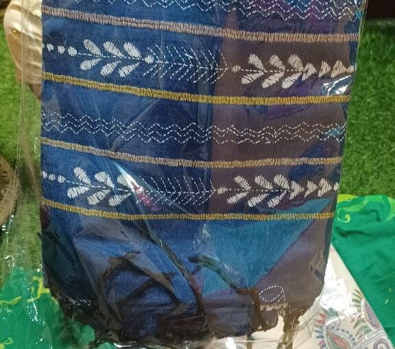 Kesh Kantha Saree Blue and Green