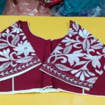 All over Kantha Stitch ready Blouse Maroon