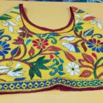 All over Kantha Stitch ready Blouse Yellow